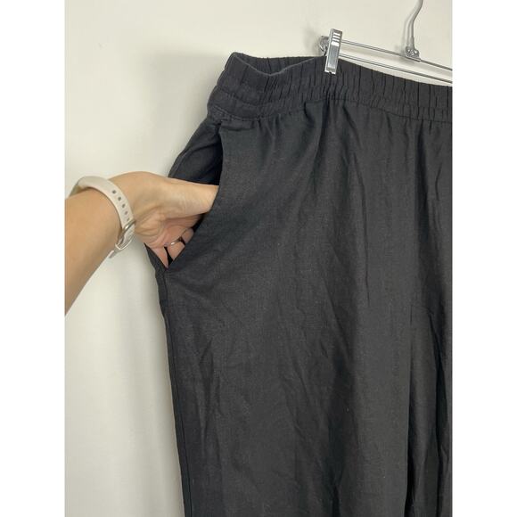 Old Navy High Rise Linen Blend Wide Leg Pants Plus Sz 4X Pull On Black Lagenlook - Picture 4 of 13
